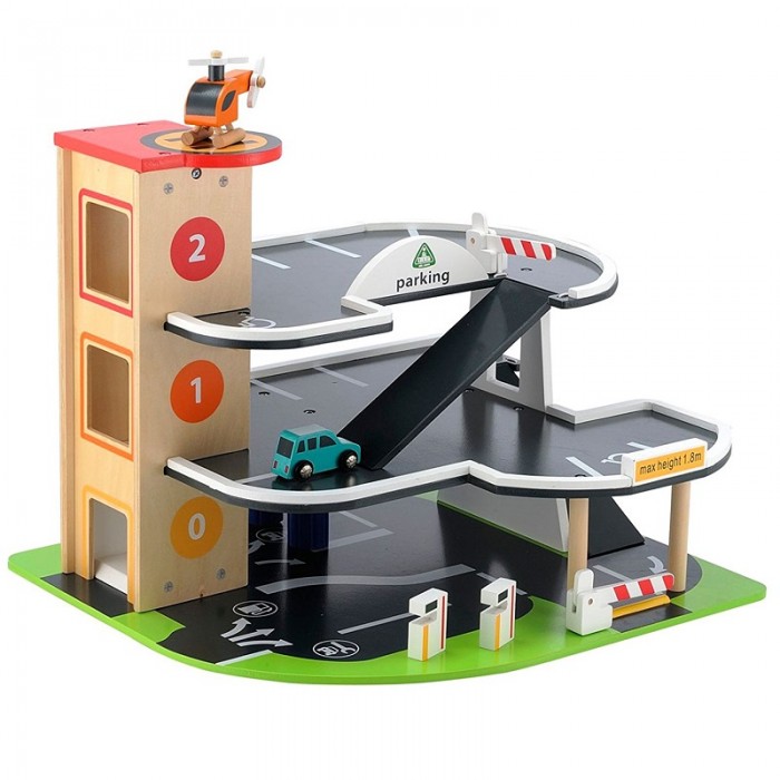 Garaj din lemn mare cu lift pe 3 nivele ELC cu accesorii